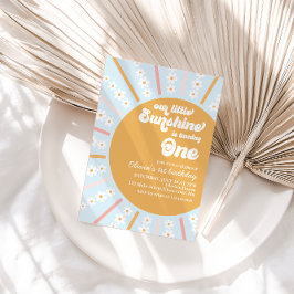 Vår lilla Sunshine boho-blommigt första födelsedag Inbjudningar