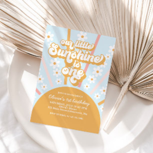Vår lilla Sunshine boho-blommigt första födelsedag Inbjudningar