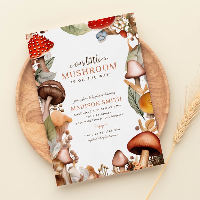 Vår lilla svamp Boho Fall Baby Shower Inbjudningar (Skapare uppladdad)