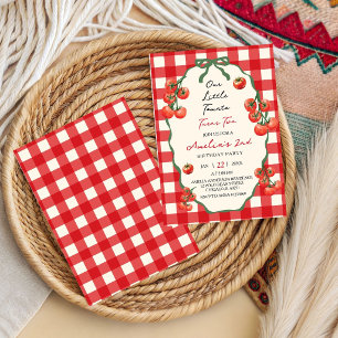 Vår lilla Tomato Red Gingham fyller två år Inbjudningar
