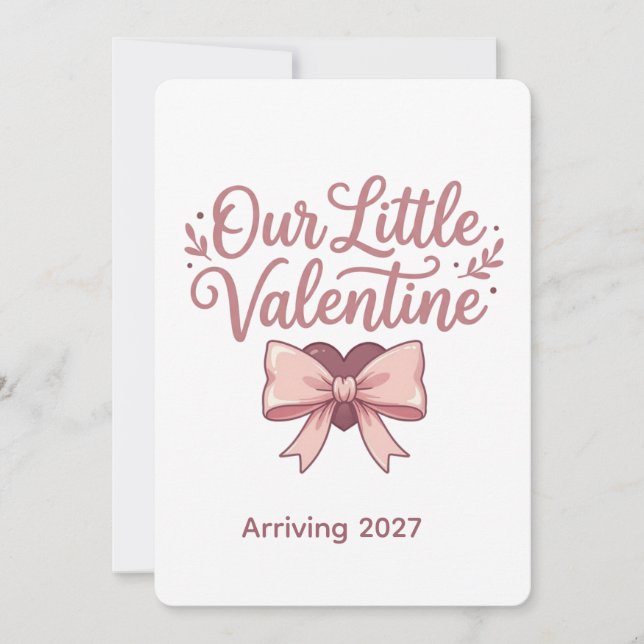Vår lilla Valentines graviditetsannonsering Inbjudningar (Framsida)