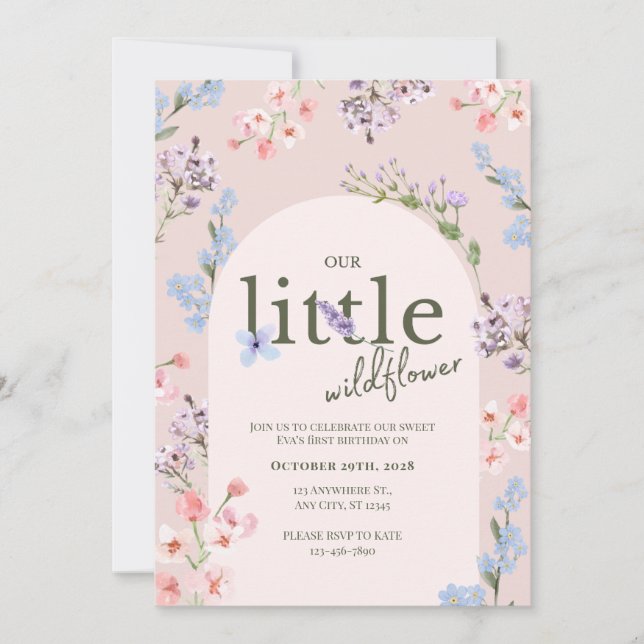 Vår lilla vilda blomma Baby Shower Inbjudan (Framsida)
