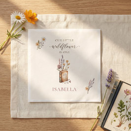 Vår lilla vilda blomma botaniska första födelsedag pappersservett