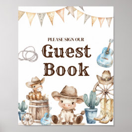 Vår lilla Vilda western Baby Shower Guest Bok Poster