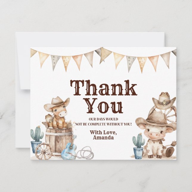 Vår lilla Vilda western Baby Shower Tack Kort (Framsida)