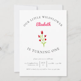 Vår lilla vildblomma 1-års födelsedag Blommig Mini Inbjudningar