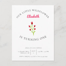 Vår lilla vildblomma 1-års födelsedag Blommig Mini Vykort