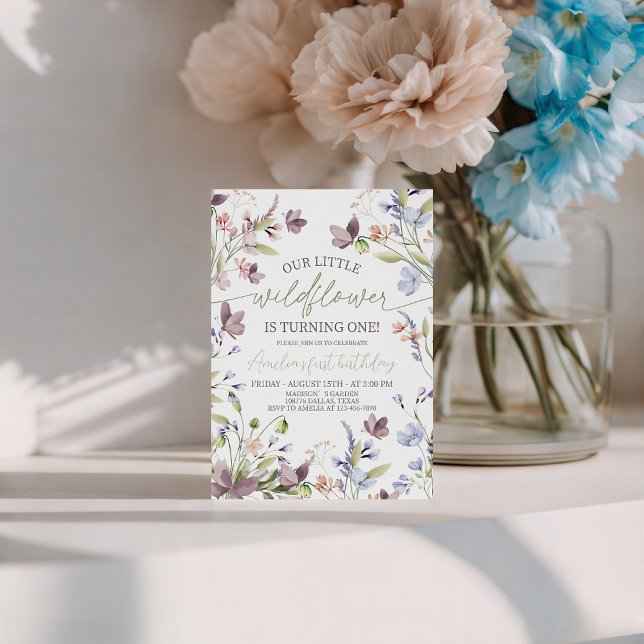 Vår lilla vildblomma 1-års inbjudan (Skapare uppladdad)