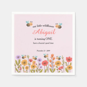 Vår lilla vildblomma Blommande Bina 1-årsdag Pappersservett