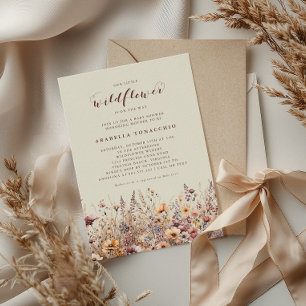 Vår lilla vildblomma Höst Blommig Baby Shower Inbjudningar