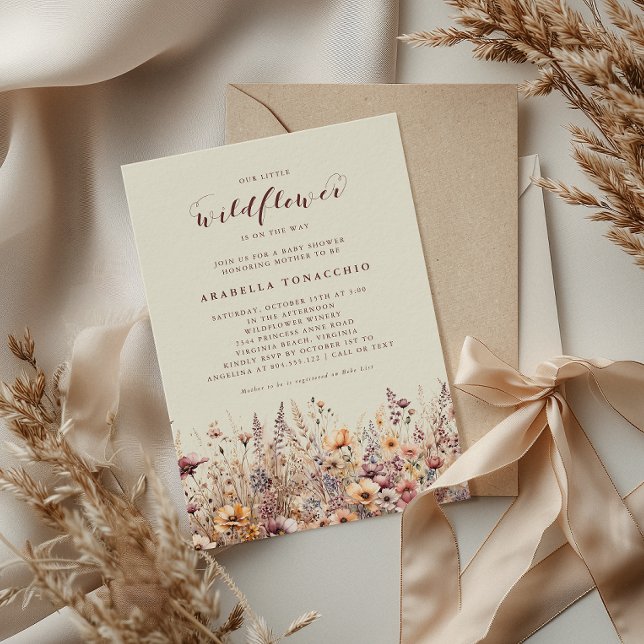 Vår lilla vildblomma Höst Blommig Baby Shower Inbjudningar (Our Little Wildflower Fall Baby Shower Invitation )
