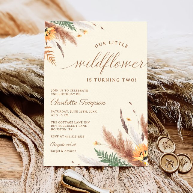 Vår lilla Wildblomma 2:a födelsedag Party Inbjudningar (Skapare uppladdad)