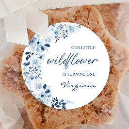 Vår lilla Wildblomma Flicka 1:a födelsedagen Party Runt Klistermärke