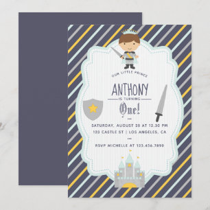 Vår lille prins Födelsedagsfest inbjudan