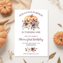 Vår lille Pumpkin fall blommigt första födelsedag 