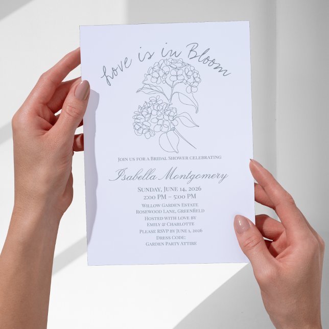Vår Linjekonst Hortensia Inbjudningar (Spring Line Art Hydrangea Invitations
)