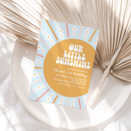Vår Little Sunshine boho-blommigt första födelseda Inbjudningar