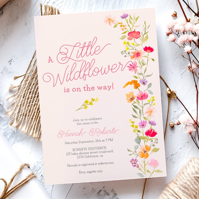 Vår Little wildblomma blommigt babydusch Inbjudningar (Spring Little wildflower floral baby shower Invitation)