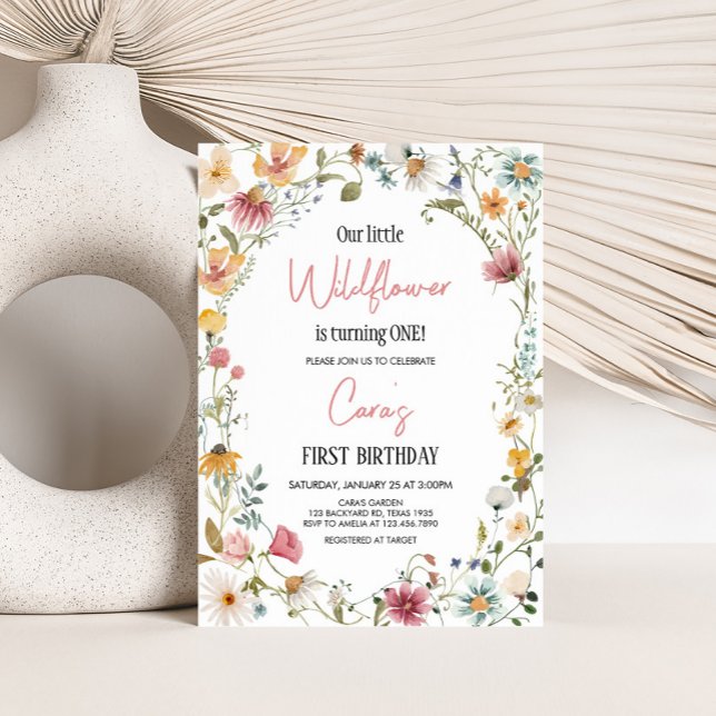 Vår Little Wildblomma Födelsedagsfest Inbjudningar (Spring Little Wildflower Birthday Party Invitation)