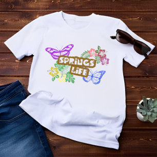 Vår Livstid Färg Flowers & Butterflies T Shirt