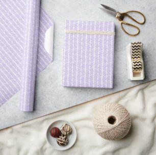 Vår ljus violett lila vit sicksack-randig presentpapper