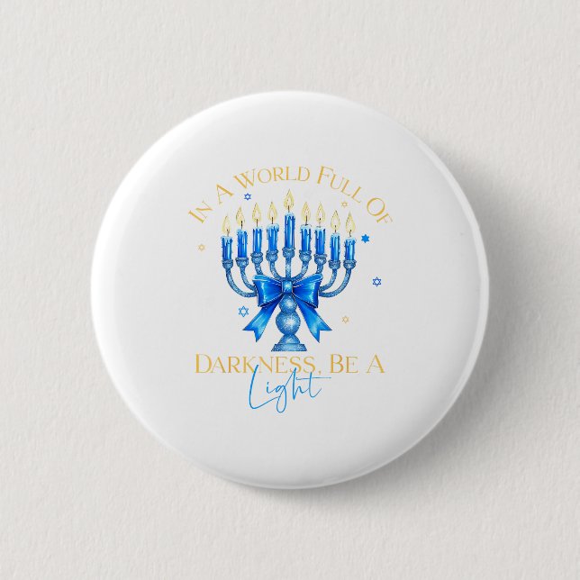 Var Ljuset Glad Hanukkah Menorah Judisk Present _5 Knapp (Framsida)