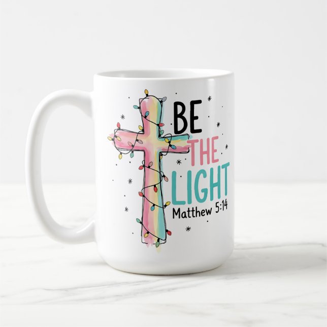 Var ljuset kristen kors jul kaffemugg (Vänster)