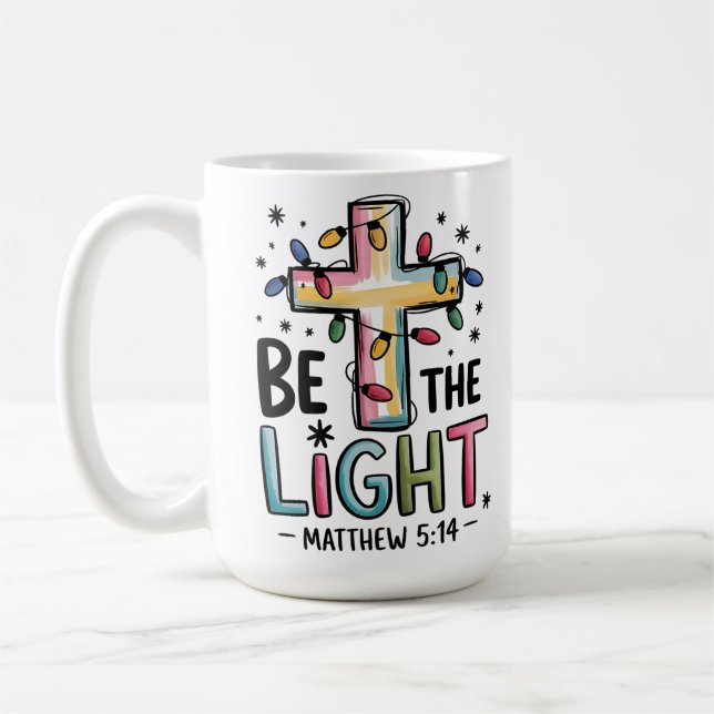 Var ljuset kristen kors religiös jul kaffemugg (Vänster)