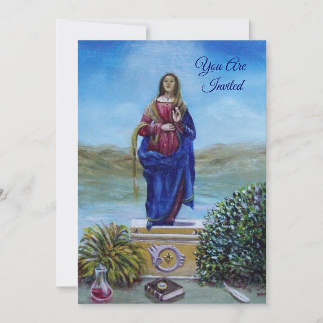 VÅR LJUSETS MADONNA Obefläckade Avlagnings madonna Inbjudningar (Framsida)