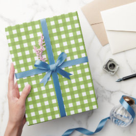 Vår ljust grönt gingham presentpapper