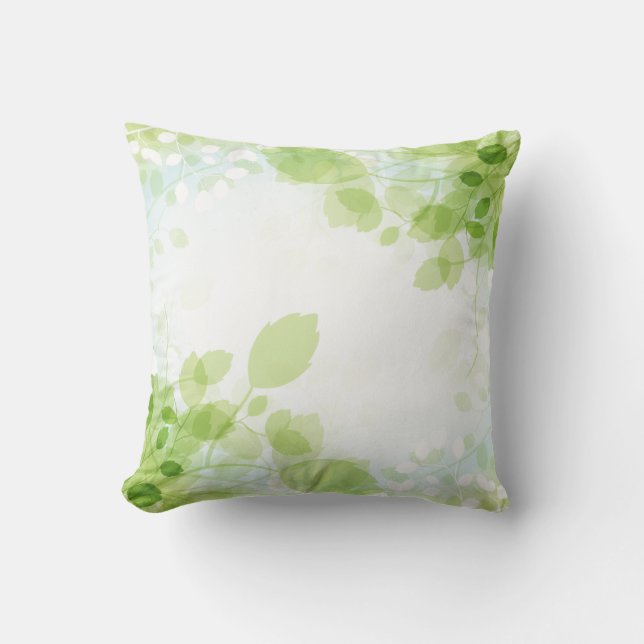 Vår Löv Modern Watercolor Blommigt Kudde (Framsida)