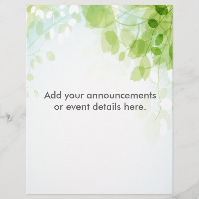 Vår Löv Watercolor Anpassningsbar Reklamblad (Framsidan)