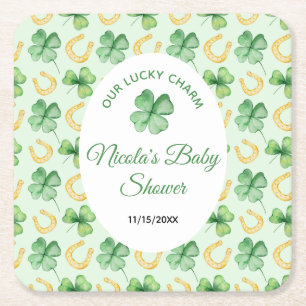 Vår Lucky Charm St Patrick's Baby Shower Underlägg Papper Kvadrat