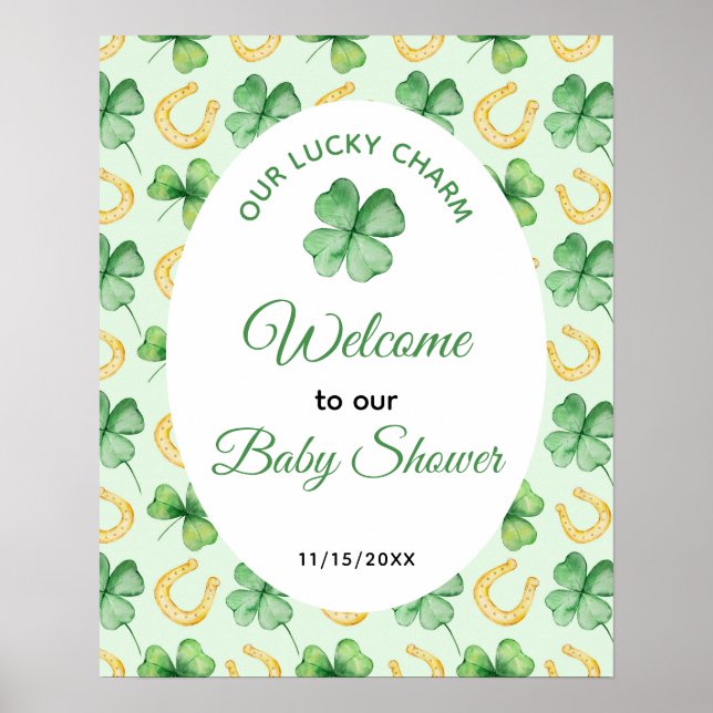 Vår Lucky Charm St Patrick's Baby Shower Välkomsts Poster (Framsidan)