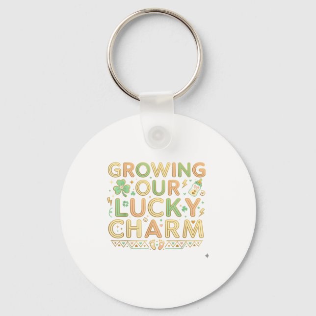 Vår Lucky Charm St Patricks Day Tvillingar Gravid Nyckelring (Framsida)