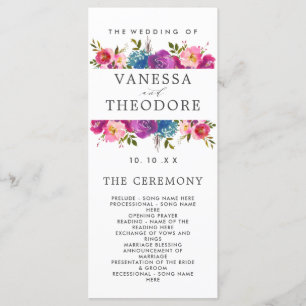 Vår Lush Bouquet Bröllop Ceremony-programmet Meny