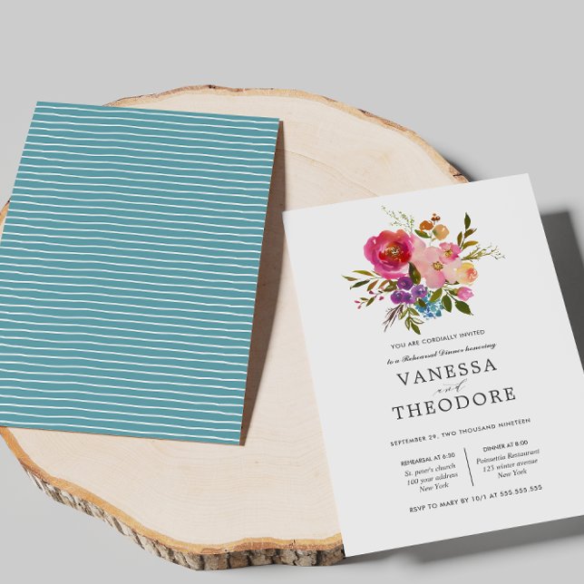 Vår Lush Bouquet Bröllop Rehearsal Dinner Inbjudningar (Skapare uppladdad)