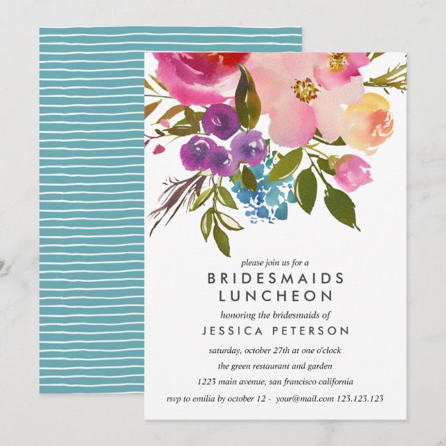 Vår Lush Flowers Bridesmaids Luncheon Bröllop Inbjudningar (Fram/baksida)
