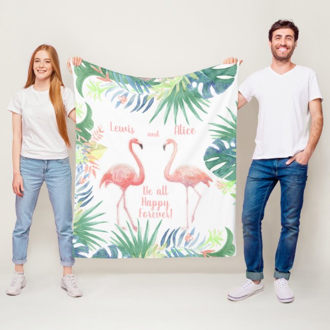 Var Lycklig för alltid! Fairy Tale Two Rosa Flamin Fleecefilt (På plats)