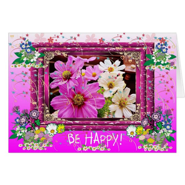 Var Lycklig! Hälsningskort (Framsidan Horizontal)