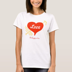 Var Lycklig i Kärlek Ord Red Heart Arme T-shirt