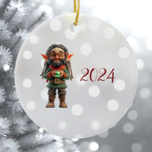 Var Lycklig jul Elf Ceramic Ornament