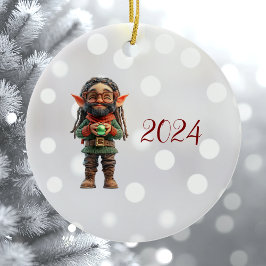 Var Lycklig jul Elf Ceramic Ornament