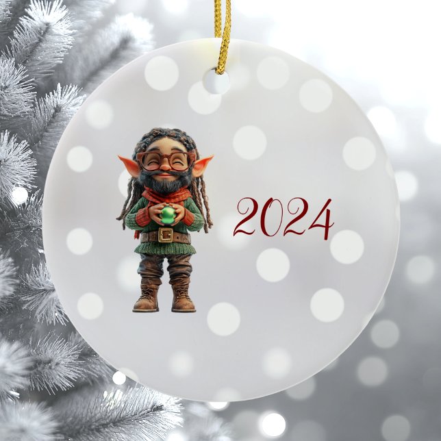 Var Lycklig jul Elf Ceramic Ornament (Skapare uppladdad)