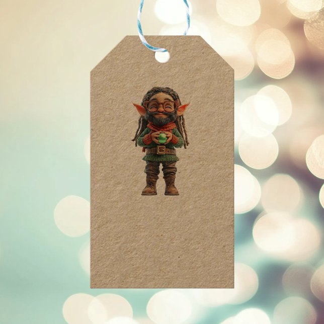 Var Lycklig jul Elf Kraft Gift-Märkre Presentetikett (Skapare uppladdad)