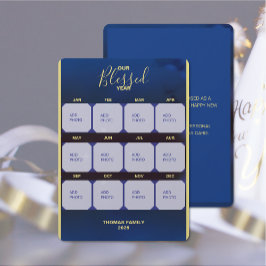 Vår Lyckliga Års Platta Semester Fotokort Julkort