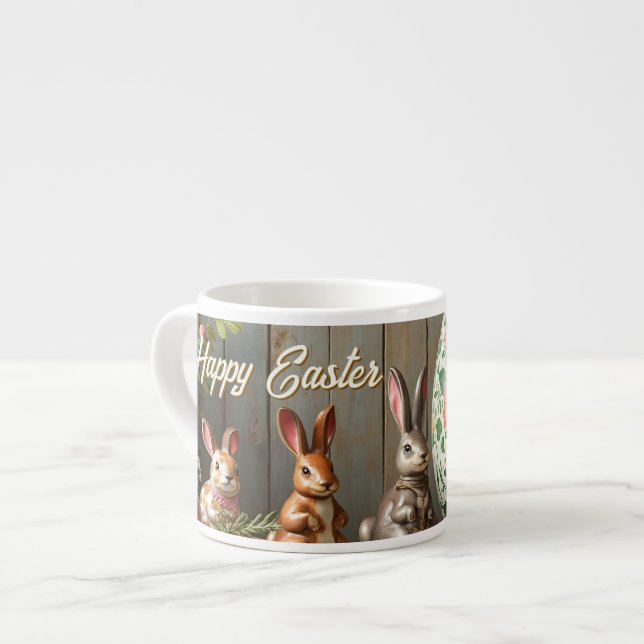 Vår magi med blomningar och kaninlycka espressomugg (Framsida vänster)