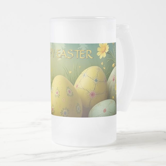 Vår magi med påskägg i ett hav av blommor frostat ölglas (Framsida höger)