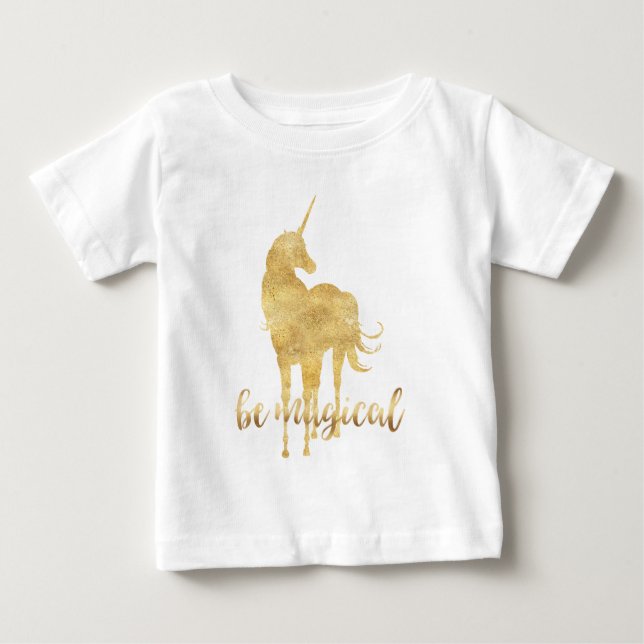 Var Magic Guld Unicorn Tee Shirt (Framsida)