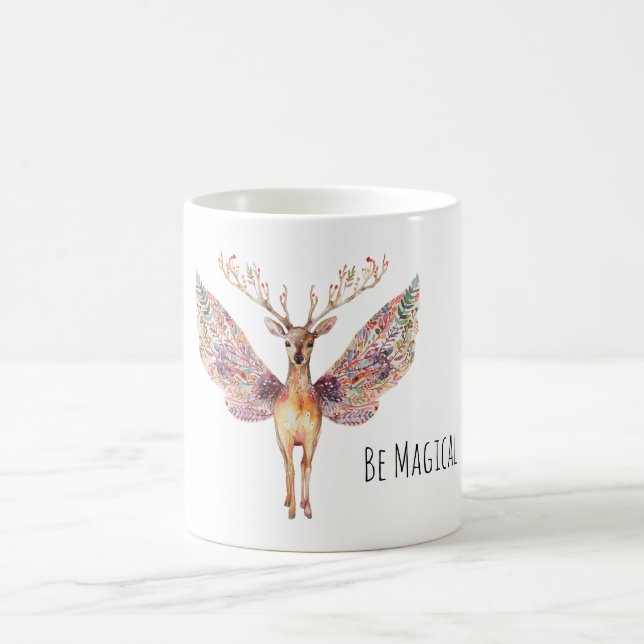 Var Magisk Hjort Lila Vingar Kaffemugg (Center)